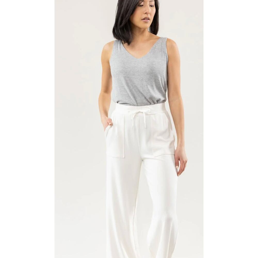 New Cozy Earth Womens Wide Leg Patch Pocket Bamboo Joggers Medium Black - Picture 2 of 7